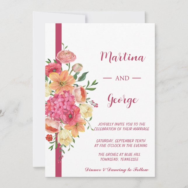 invitación a la boda de moda Wildflower (Anverso)