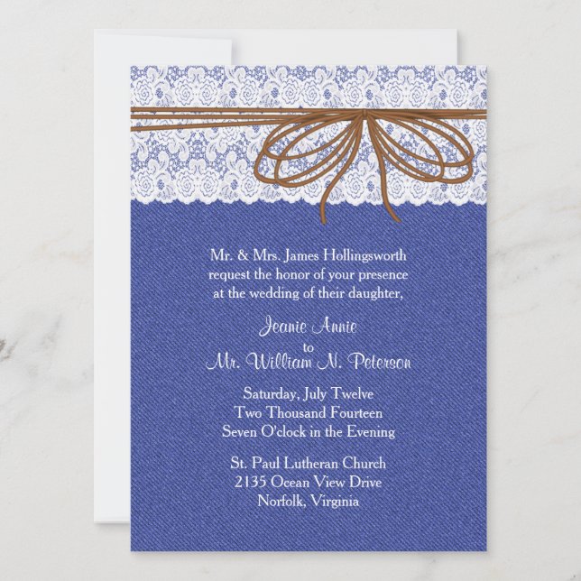 Invitación a la boda de Moda y encaje (Anverso)