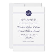 Invitación a la boda de monograma blanco de la Mod
