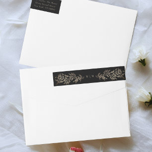 Invitación a la boda de monograma botánico de oro