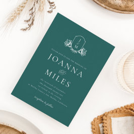Invitación a la boda de monograma botánico vintage