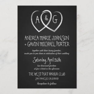 Invitación a la boda de monograma Chalkboard Heart