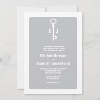 Invitación a la boda de monograma clave moderna