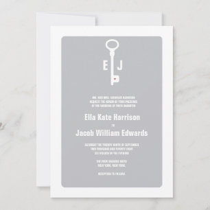 Invitación a la boda de monograma clave moderna