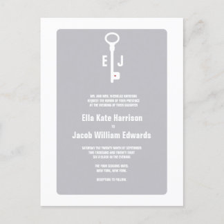 Invitación a la boda de monograma clave moderna