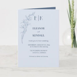 Invitación a la boda de monograma de flores sin ti