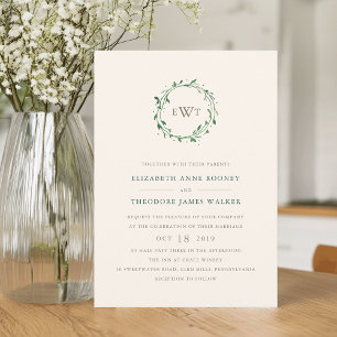 Invitación a la boda de monograma de la corona B