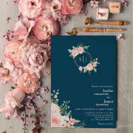 Invitación a la boda de monograma de la Marina Flo