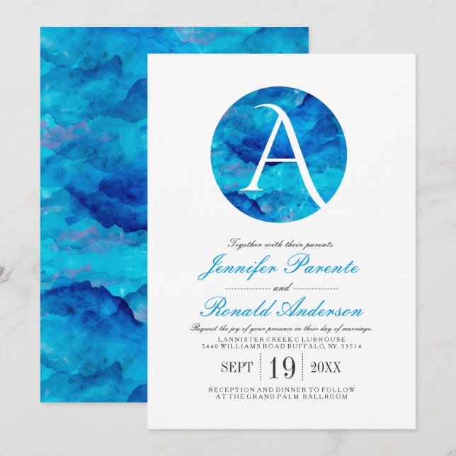 Invitación a la boda de monograma de la ventana de (Anverso / Reverso)