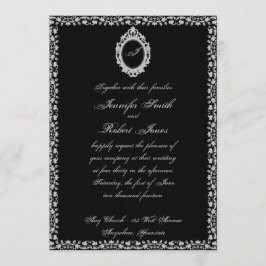Invitación a la boda de monograma de marco gótico