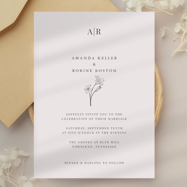 Invitación a la boda de monograma de Moda mínima (Subido por el creador)