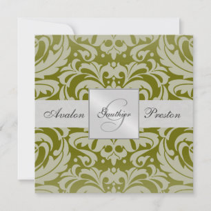 Invitación a la boda de monograma de olivo