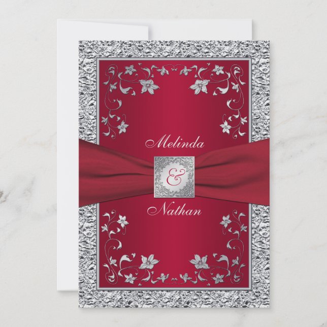 Invitación a la boda de monograma de Relieve metal (Anverso)