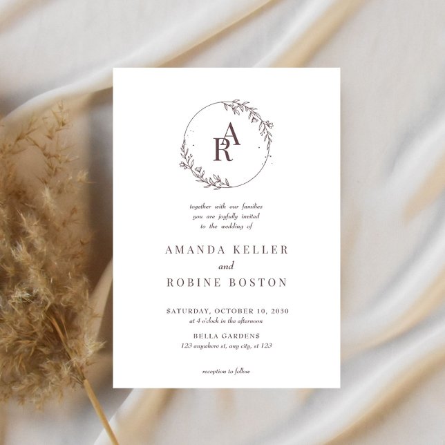 Invitación a la boda de monograma Dusty Mauve (Subido por el creador)