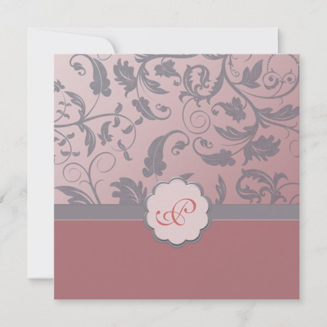 Invitación a la boda de monograma floral (Anverso)