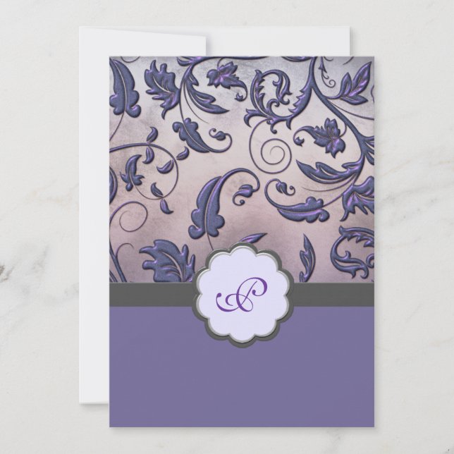 Invitación a la boda de monograma floral (Anverso)