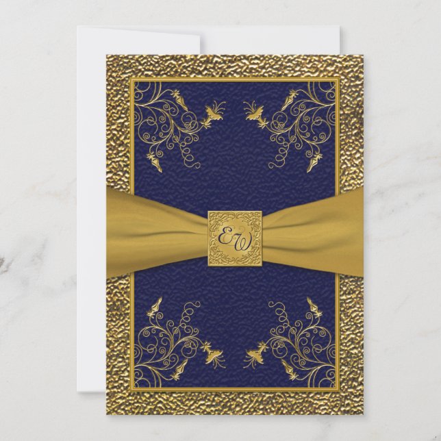 Invitación a la boda de monograma majestuosa de la (Anverso)