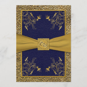 Invitación a la boda de monograma majestuosa de la
