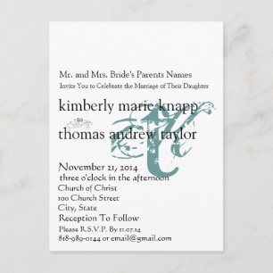 Invitación a la boda de monograma moderno Funky Up