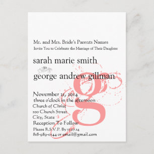 Invitación a la boda de monograma moderno Funky Up
