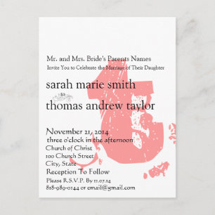 Invitación a la boda de monograma moderno Funky Up