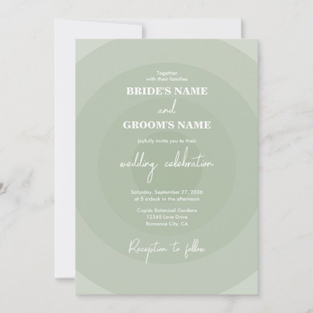 Invitación a la boda de monograma moderno verde sa (Anverso)