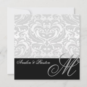 Invitación a la boda de monograma plata Regal