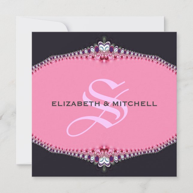 Invitación a la boda de monograma Princesa Rosa La (Anverso)