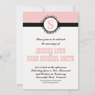 Invitación a la boda de monograma rosa o cualquier