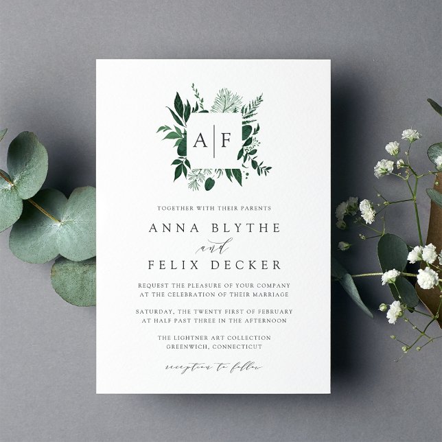 Invitación a la boda de monograma silvestre (Subido por el creador)
