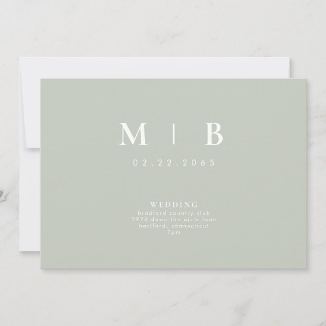 Invitación a la boda de monograma simple y simple (Anverso)