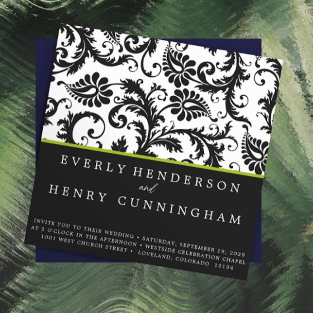 Invitación a la boda de monograma verde de Apple D (Subido por el creador)
