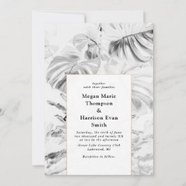 Invitación a la boda de Monstera Tropical Blanco B