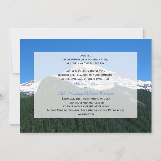 Invitación a la boda de montaña (Anverso)