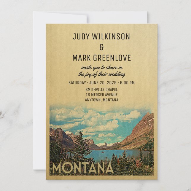 Invitación a la boda de Montana Lago Glaciar Vinta (Anverso)