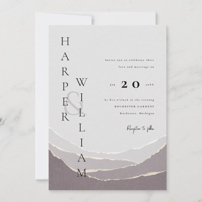 invitación a la boda de montañas de papel rojo mod (Anverso)