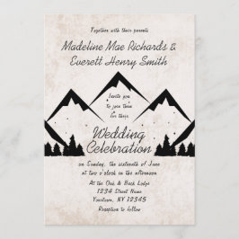 Invitación a la boda de montañas rusticas y pinos