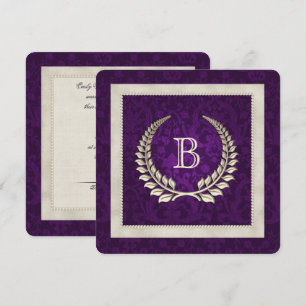 Invitación a la boda de Morple Damask y Pearls