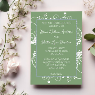 Invitación a la boda de Moss Green Flourish