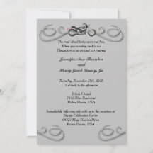 Invitación a la boda de Motocicleta y Swirls Silve
