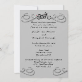 Invitación a la boda de Motocicleta y Swirls Silve