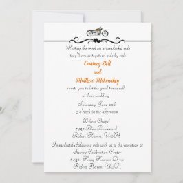 Invitación a la boda de motocicletas y corazones