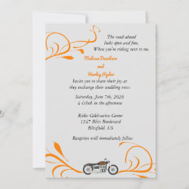 Invitación a la boda de motocicletas y Swirls