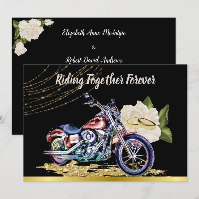 Invitación a la boda de motociclistas (Anverso / Reverso)