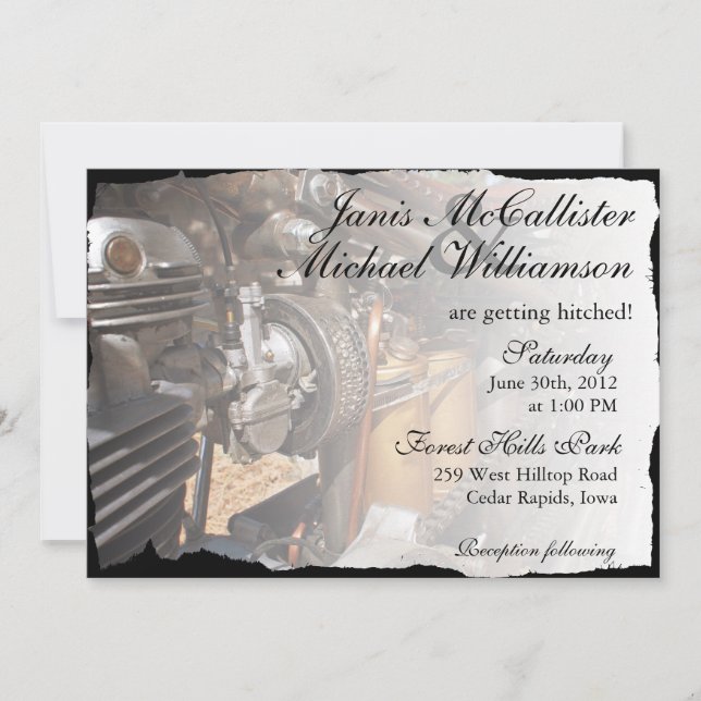 Invitación a la boda de motociclistas Personalizad (Anverso)