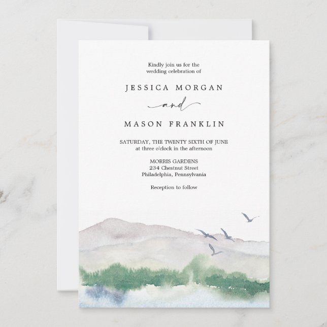 Invitación a la boda de Mountain Lake (Anverso)