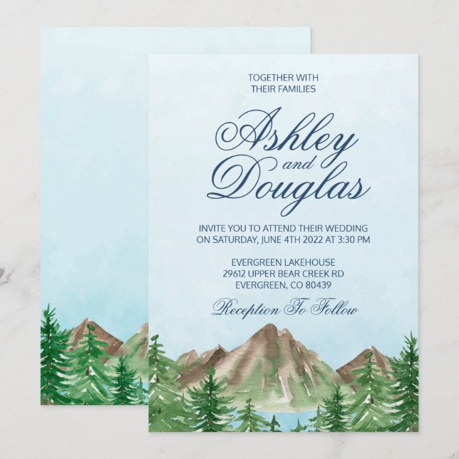Invitación a la boda de Mountain Lake (Anverso / Reverso)
