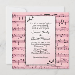Invitación a la boda de música rosa