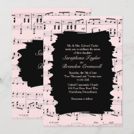 Invitación a la boda de música rosa abstracta mode
