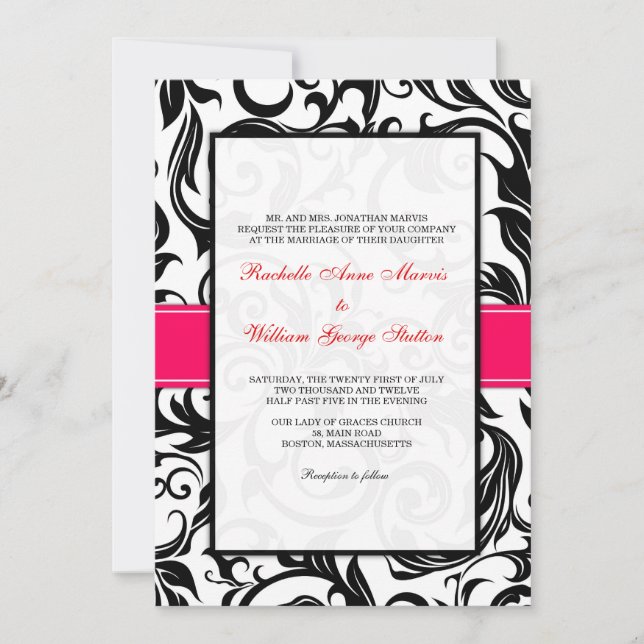 Invitación a la boda de nalga negra y rosa (Anverso)